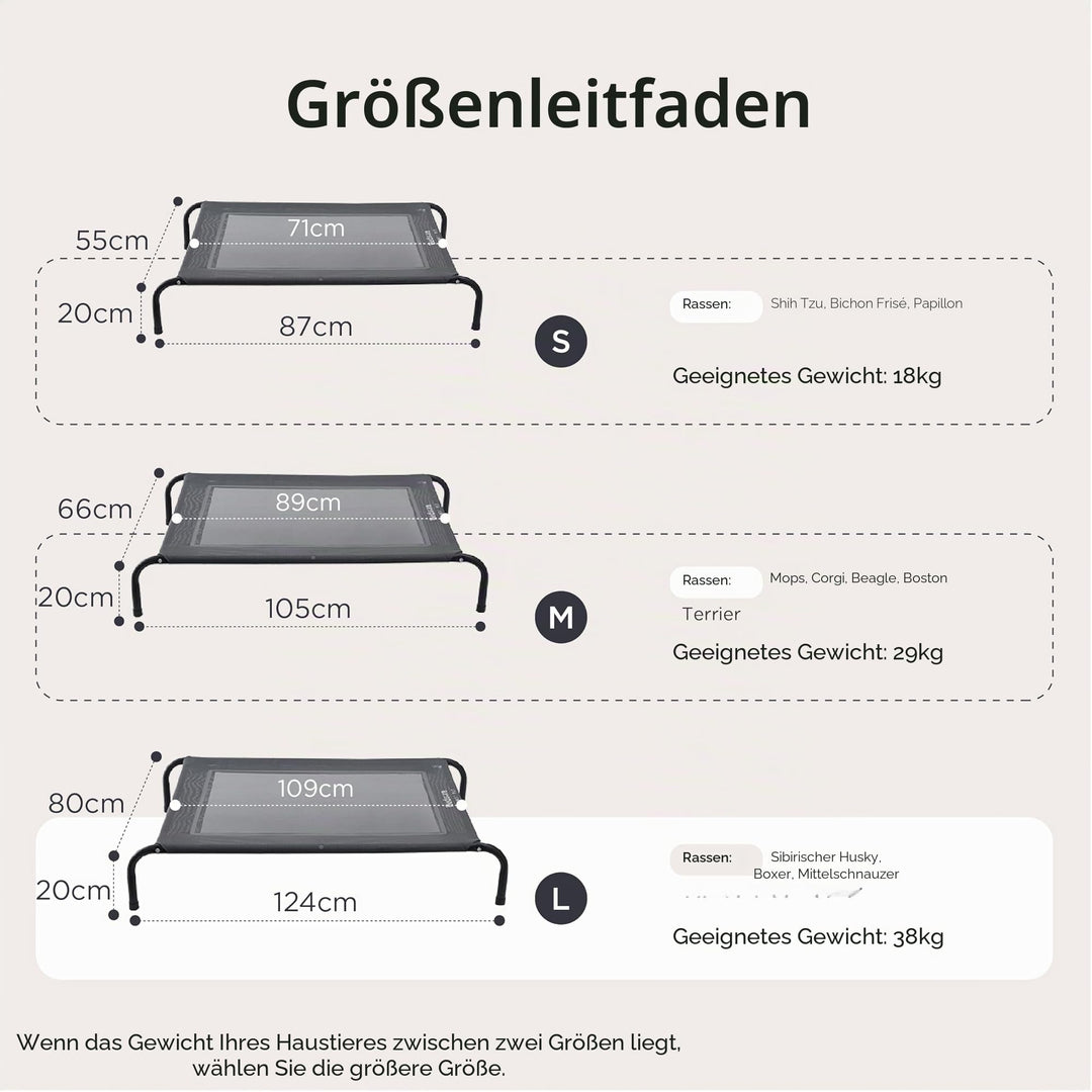 Hundeliege erhöht Outdoor Grau 124x80 cm bis 38 kg - Bild 7