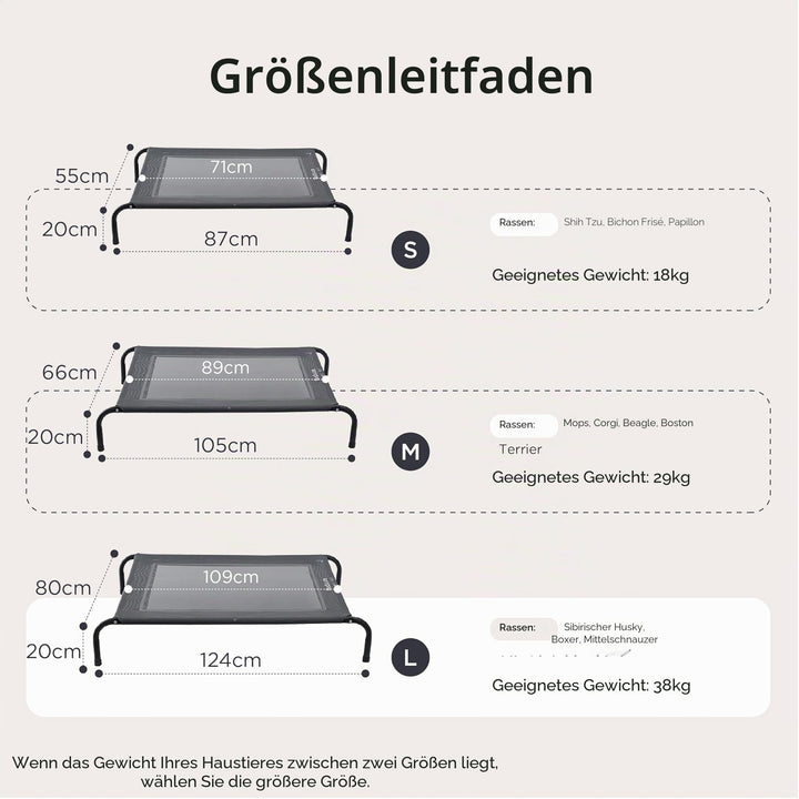 Hundeliege erhöht Outdoor Grau 124x80 cm bis 38 kg - Bild 7
