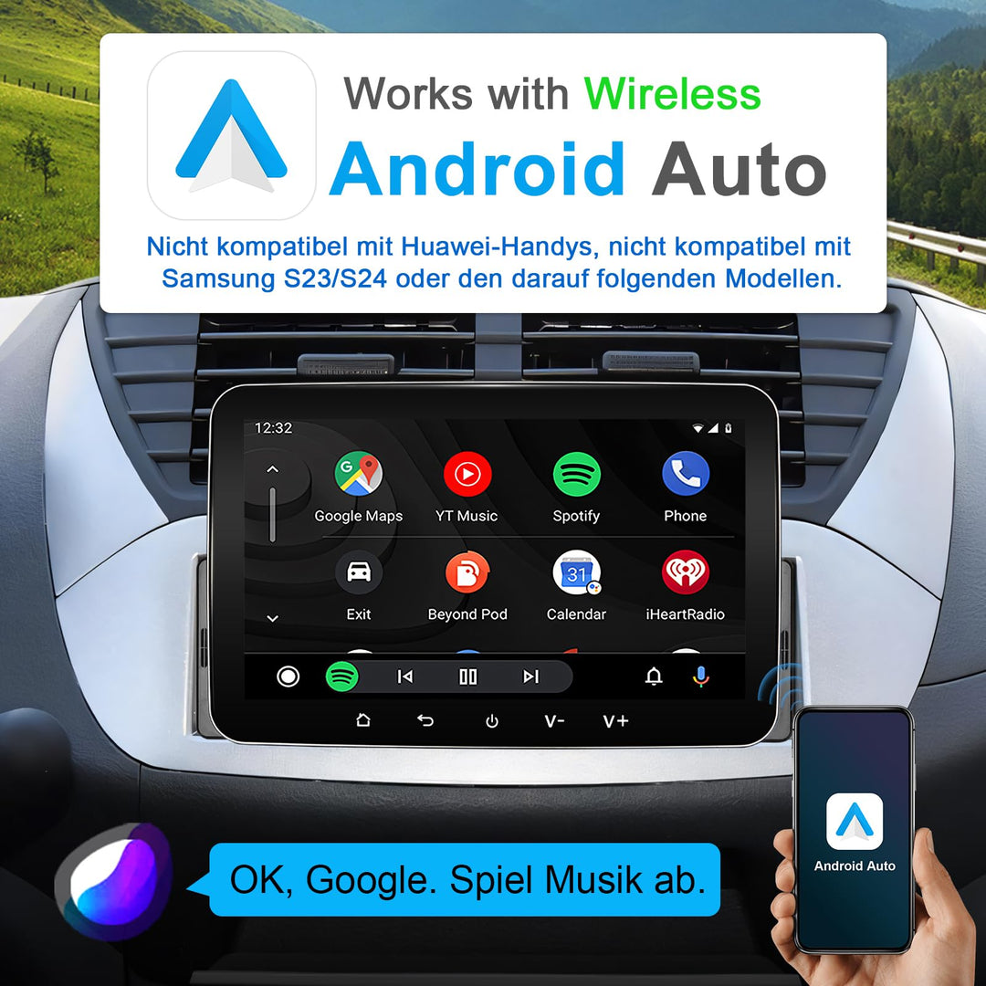 Autoradio 1-DIN Android 7 Zoll Wireless CarPlay &amp; Android Auto 2G+32G - Bild 4