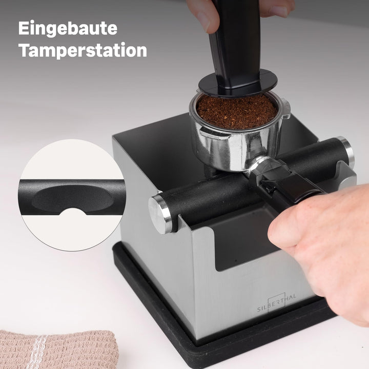 Abklopfbehälter Siebträger Edelstahl mit Tamperstation 3-teilig - Bild 4