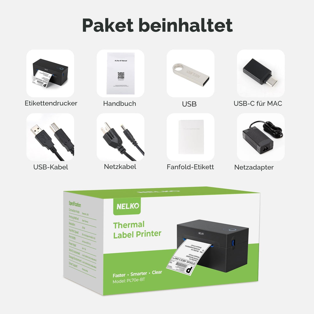 Etikettendrucker Bluetooth Thermodruck 4x6 USB 150mm/s - Bild 8