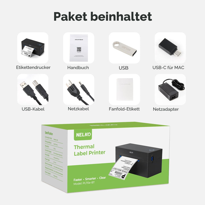 Etikettendrucker Bluetooth Thermodruck 4x6 USB 150mm/s - Bild 8