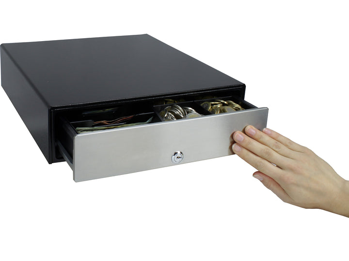 Kassenschublade mit Push-Öffnung 8 Münzfächer 5 Scheinfächer schwarz