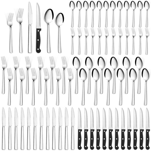 Besteckset 72-teilig Edelstahl für 12 Personen mit Steakmesser