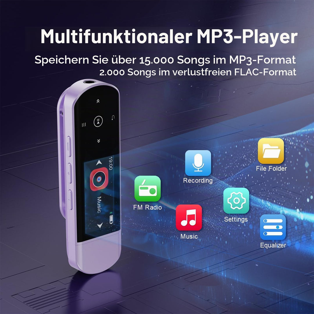 MP3 Player Clip 64GB Bluetooth 5.3 mit FM Radio &amp; Recorder - Bild 8