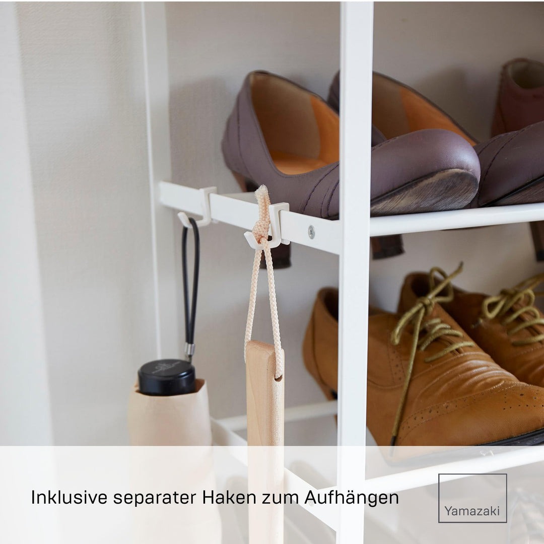 Schuhregal 6 Etagen Stahl/Holz für 15 Paar Schuhe, Weiss - Bild 4
