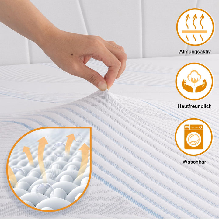 Matratzen-Topper 180x200 cm Polyester 7 cm Höhe für Doppelbett - Bild 3