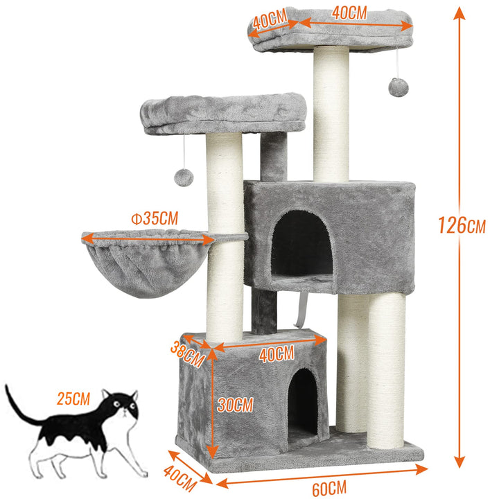 Kratzbaum XXL mit 2 Höhlen, 2 Plattformen und Sisalsäulen für Katzen - Bild 6