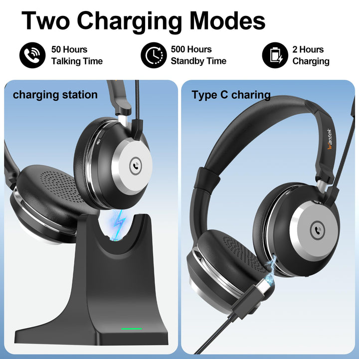 Kabelloses Office-Headset mit Mikrofon, USB-Dongle, 50h Akku - Bild 5