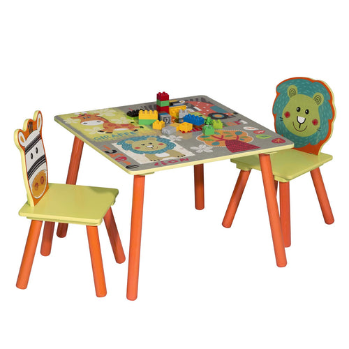 Kindersitzgruppe Tisch mit 2 Stühlen MDF Wald-Motiv ab 2 Jahre