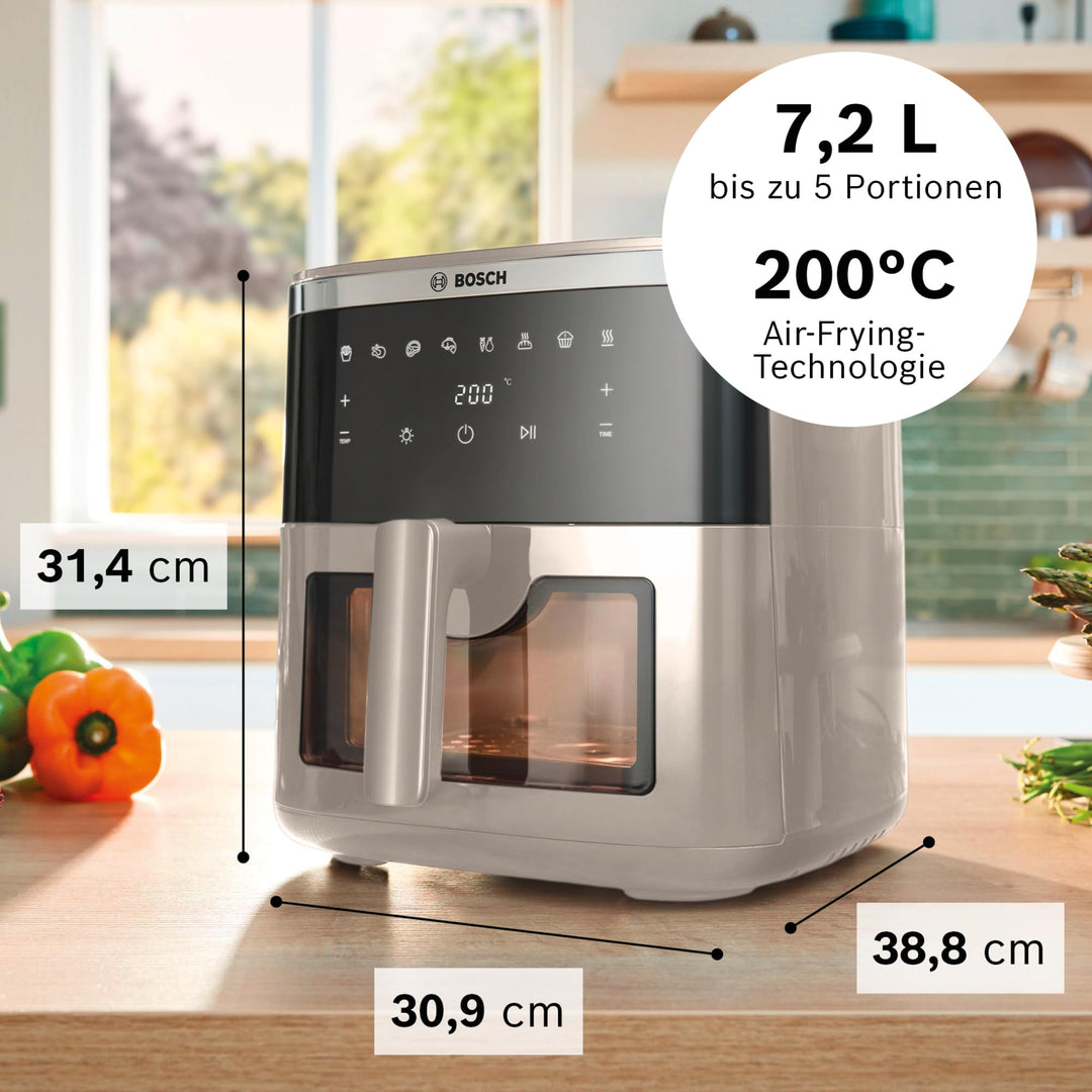 Heissluftfritteuse XXL 7,2 L mit Sichtfenster 7 Programme Creme - Bild 2