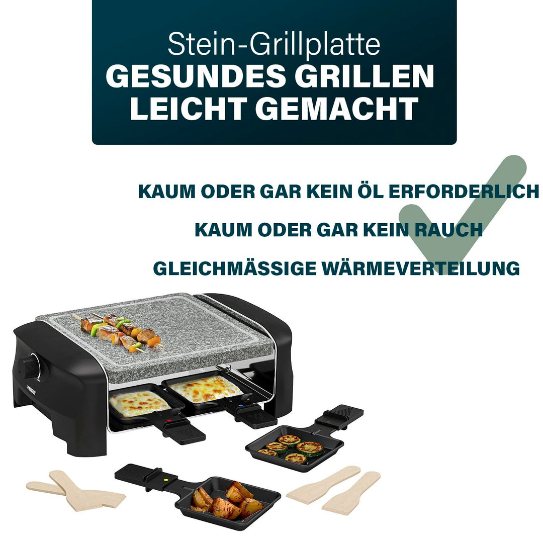 Raclette-Grill Steinplatte 21x21cm 600W fuer 4 Personen - Bild 4