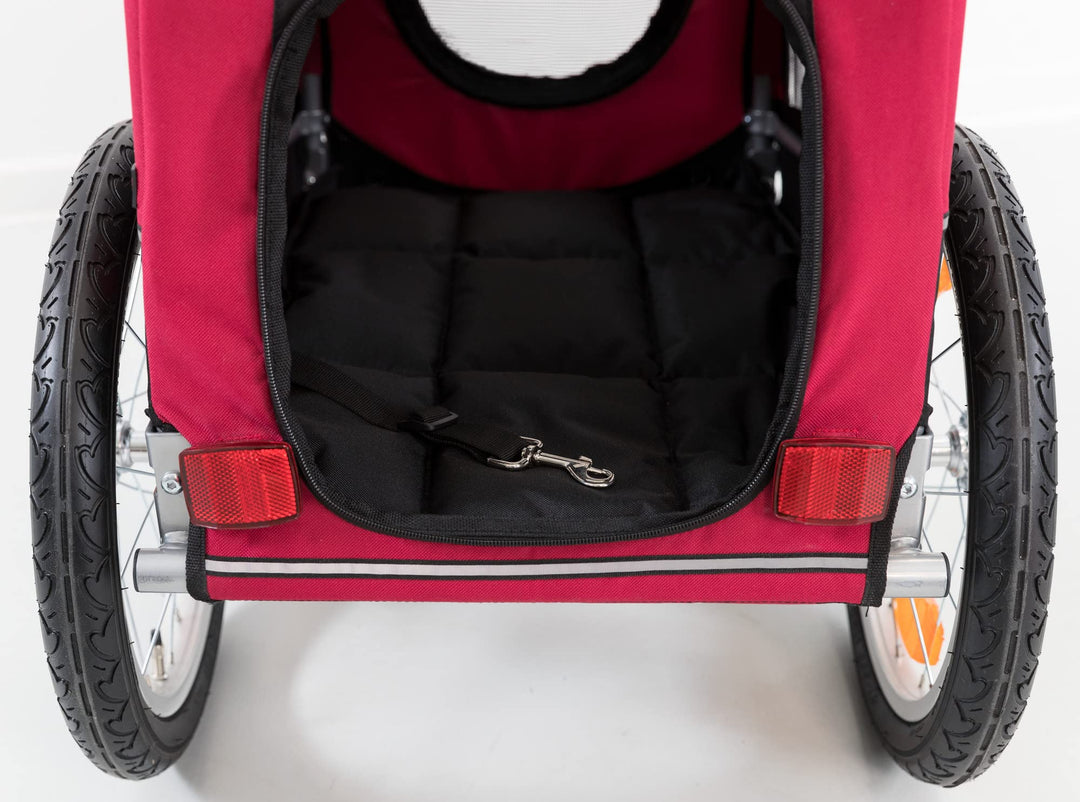 Hunde-Fahrradanhänger faltbar schwarz/rot bis 15 kg 36x34x57 cm - Bild 5