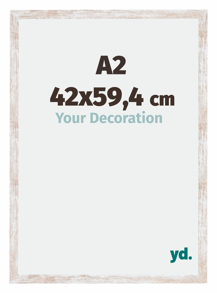 Bilderrahmen DIN A2 42x59.4 cm MDF White Wash entspiegelt