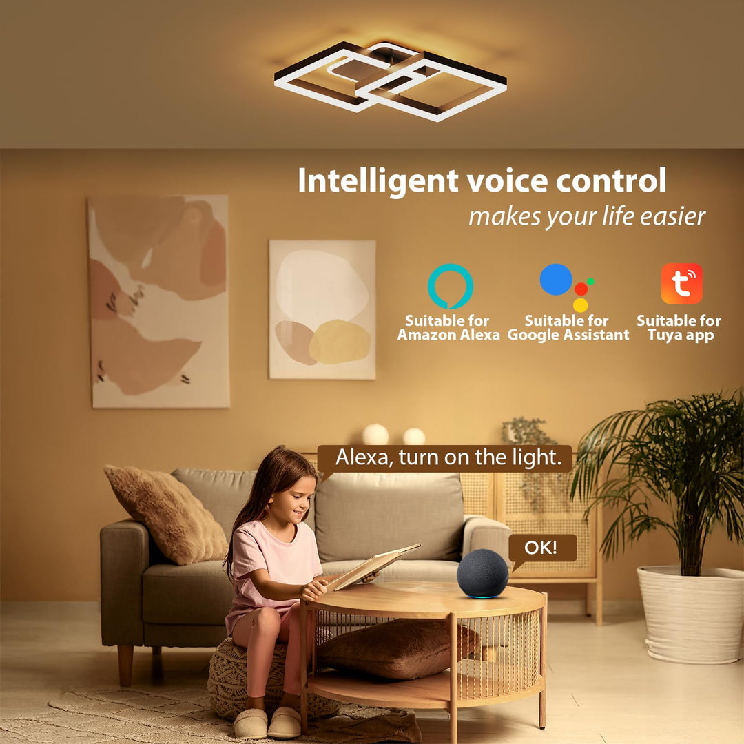 LED Deckenleuchte dimmbar 40W Schwarz mit Fernbedienung Smart Home - Bild 2