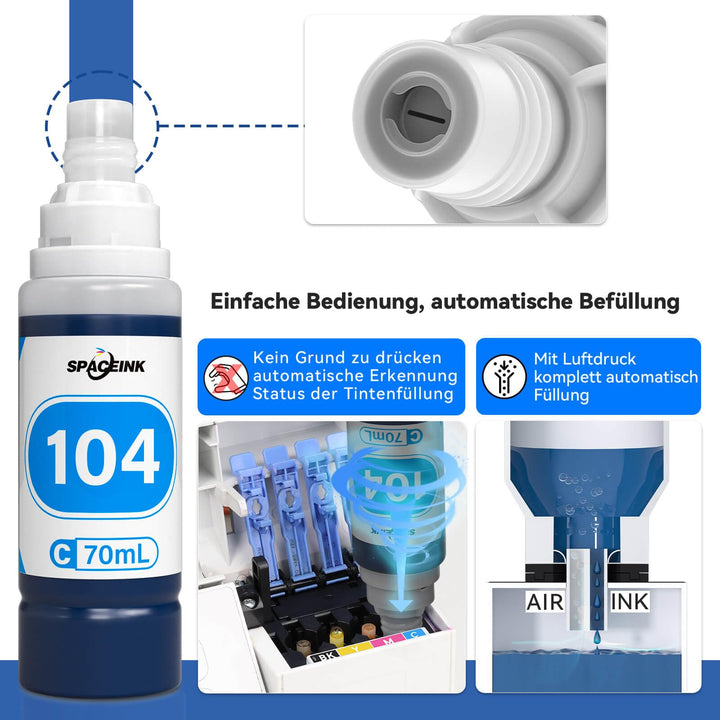 Tintenflaschen 104 Multipack 2 Sätze kompatibel für Epson EcoTank - Bild 6