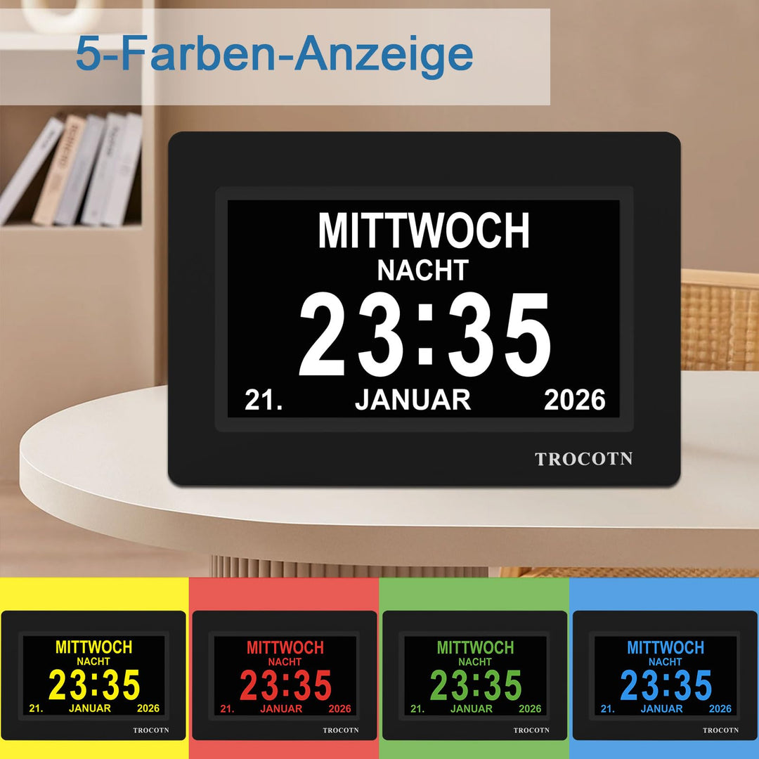 Digitale Tagesuhr Senioren 7 Zoll Grosses Display Wecker Wanduhr - Bild 4
