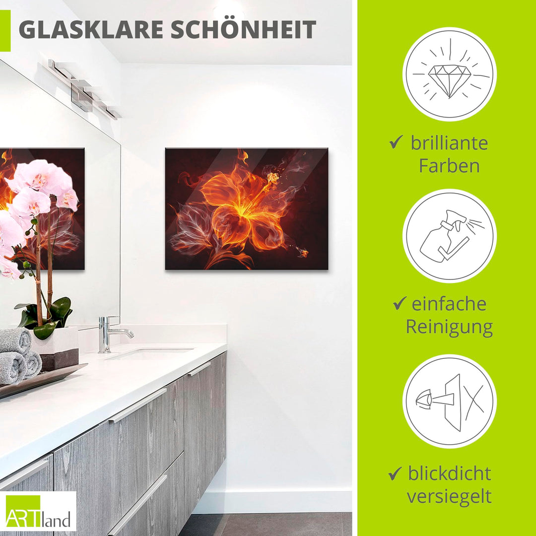 Glasbild Feuerblume Abstrakt Querformat 60x45 cm Floatglas - Bild 2