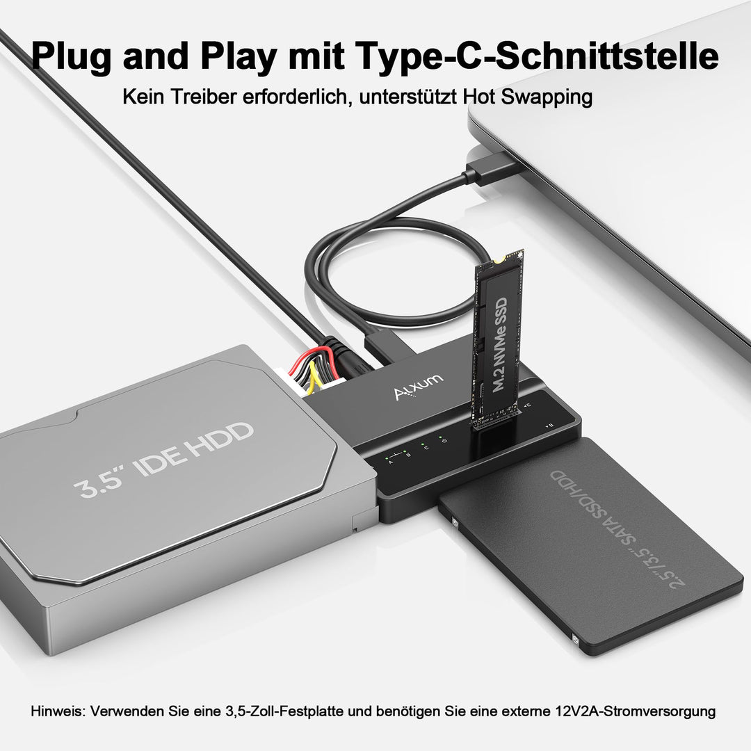 Festplatten Adapter USB 3.0 für IDE SATA M.2 NVMe mit Netzschalter - Bild 4