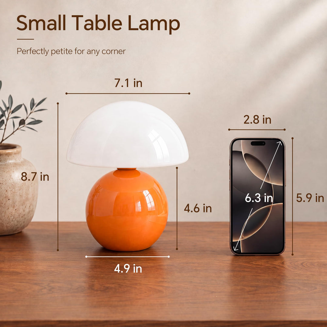 Pilz Tischlampe Glas dimmbar Keramiksockel Dekolampe orange - Bild 7