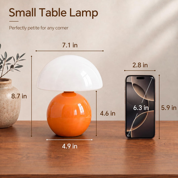 Pilz Tischlampe Glas dimmbar Keramiksockel Dekolampe orange - Bild 7