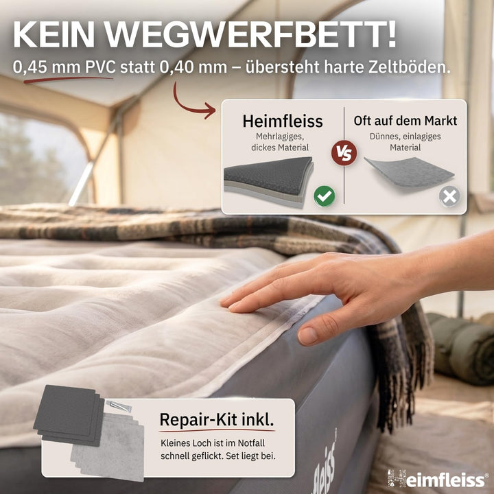 Luftmatratze selbstaufblasend 150x200 cm 46 cm Höhe für 2 Personen - Bild 6