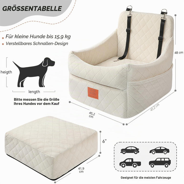 Hunde-Autositz mit Memory-Schaum für Hunde bis 15 kg waschbar - Bild 3
