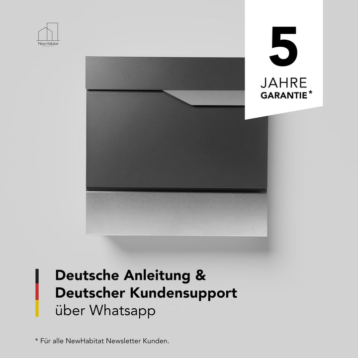 Wand-Briefkasten mit Zeitungsfach Stahl Anthrazit RAL 7016 - Bild 6