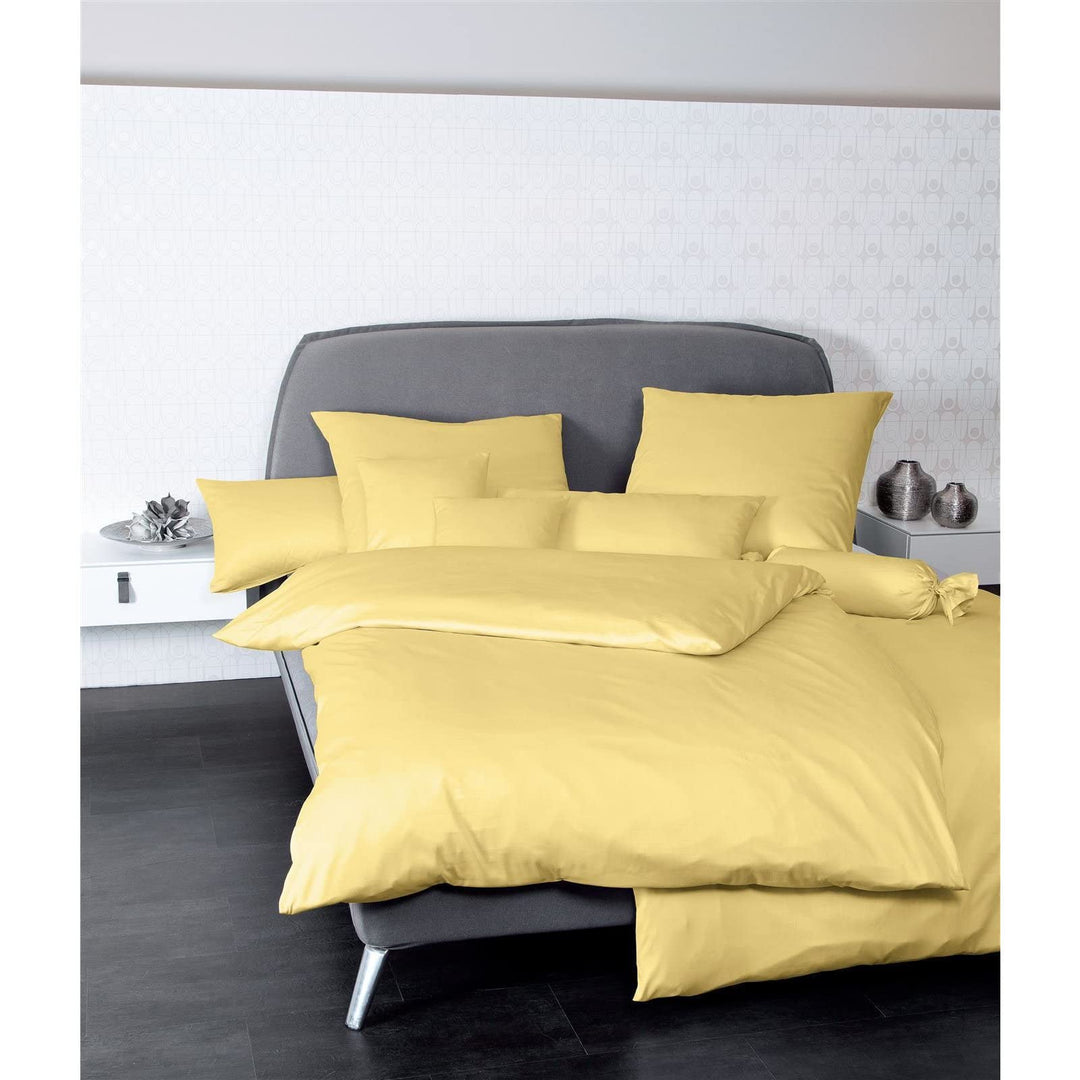 Mako-Satin Bettwäsche Uni Gelb 240x220 cm mit 2 Kissenbezügen