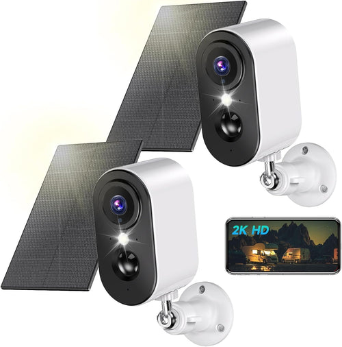 Überwachungskamera Aussen WLAN 2K Solarpanel Akku 2er-Set