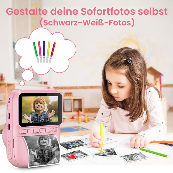 Sofortbildkamera Kinder mit Sofortdruck 14MP 3-Zoll-Display Rosa - Bild 7