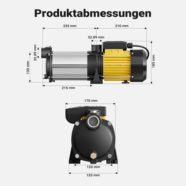 Mehrstufige Kreiselpumpe 900W 6600l/h Förderhöhe 55m Hauswasserwerk - Bild 3