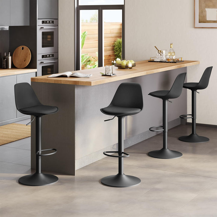 Barhocker 2er-Set PU-Kunstleder 360° drehbar höhenverstellbar mit Rückenlehne - Bild 6