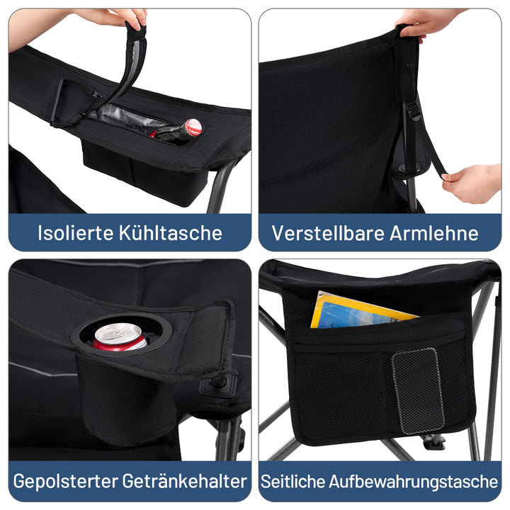 Campingstuhl faltbar XXL 63cm Sitzbreite Kühltasche 200kg 2er-Set - Bild 7