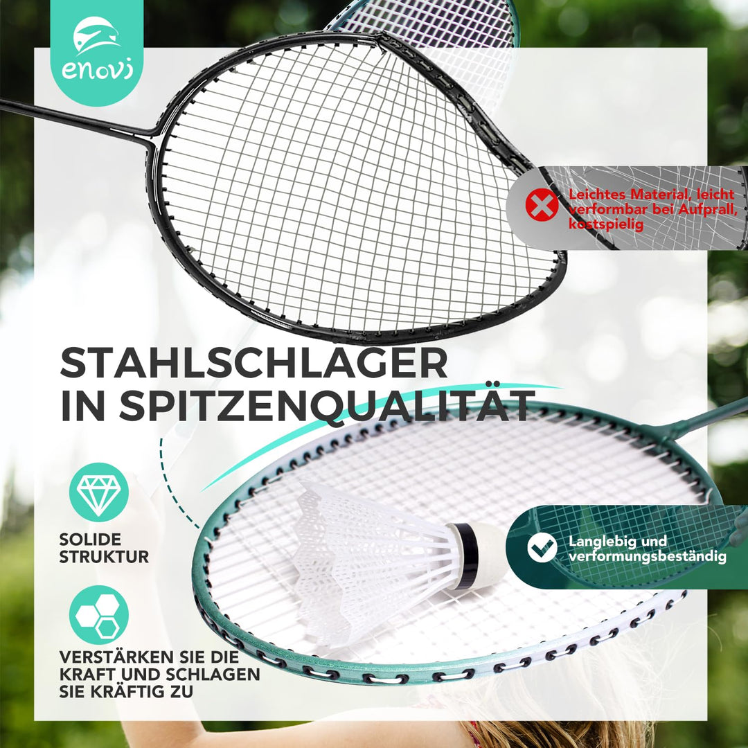 Badminton Set 4 Schläger mit Netz und Aufbewahrungsbox für Outdoor - Bild 4