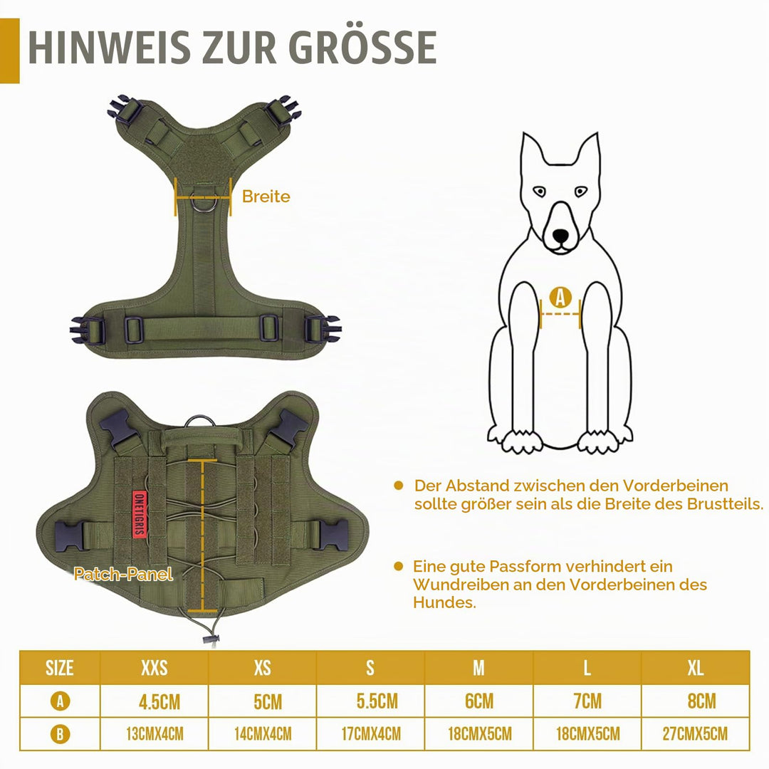 Taktisches Hundegeschirr MOLLE 1000D Nylon Grösse M Ranger Grün - Bild 3
