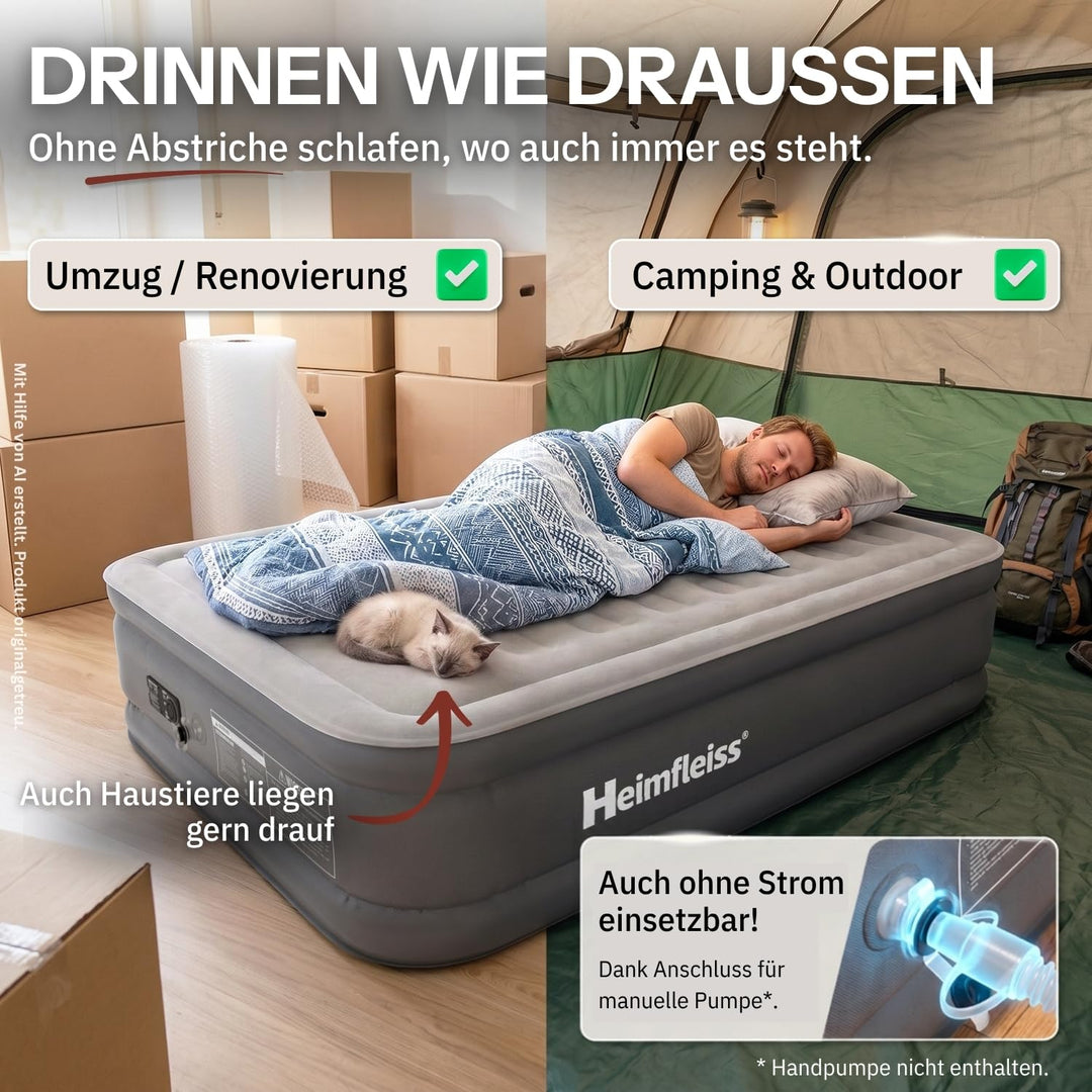 Luftmatratze selbstaufblasend 150x200 cm 46 cm Höhe für 2 Personen - Bild 7