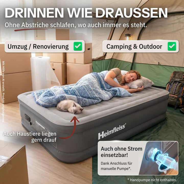 Luftmatratze selbstaufblasend 150x200 cm 46 cm Höhe für 2 Personen - Bild 7
