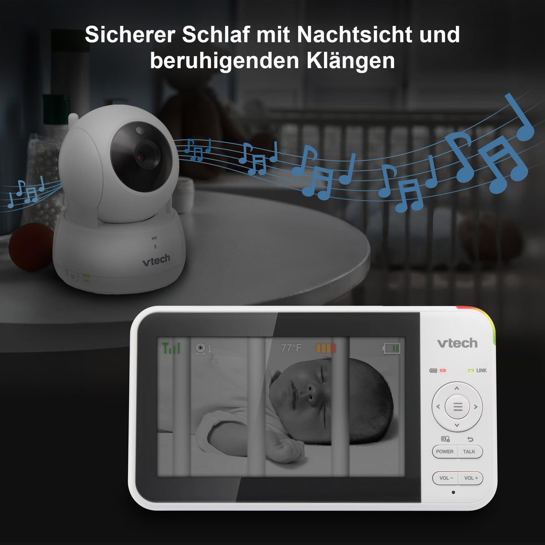 Babymonitor mit 5" LCD-Display, Kamera, Nachtsicht und 300m Reichweite - Bild 6