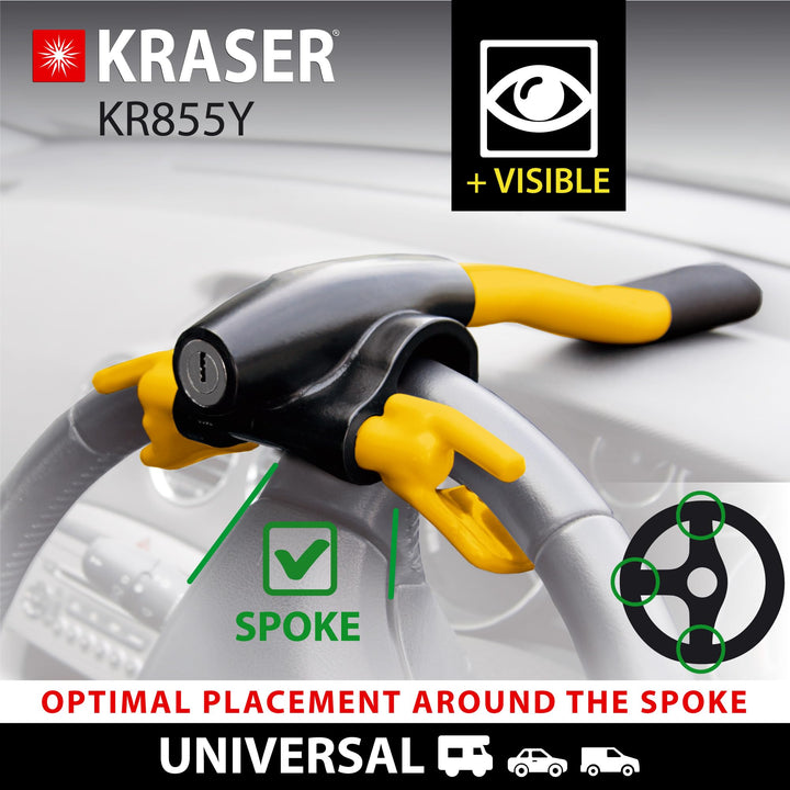 Lenkradkralle Universal Auto gelb sichtbare Diebstahlsicherung - Bild 4