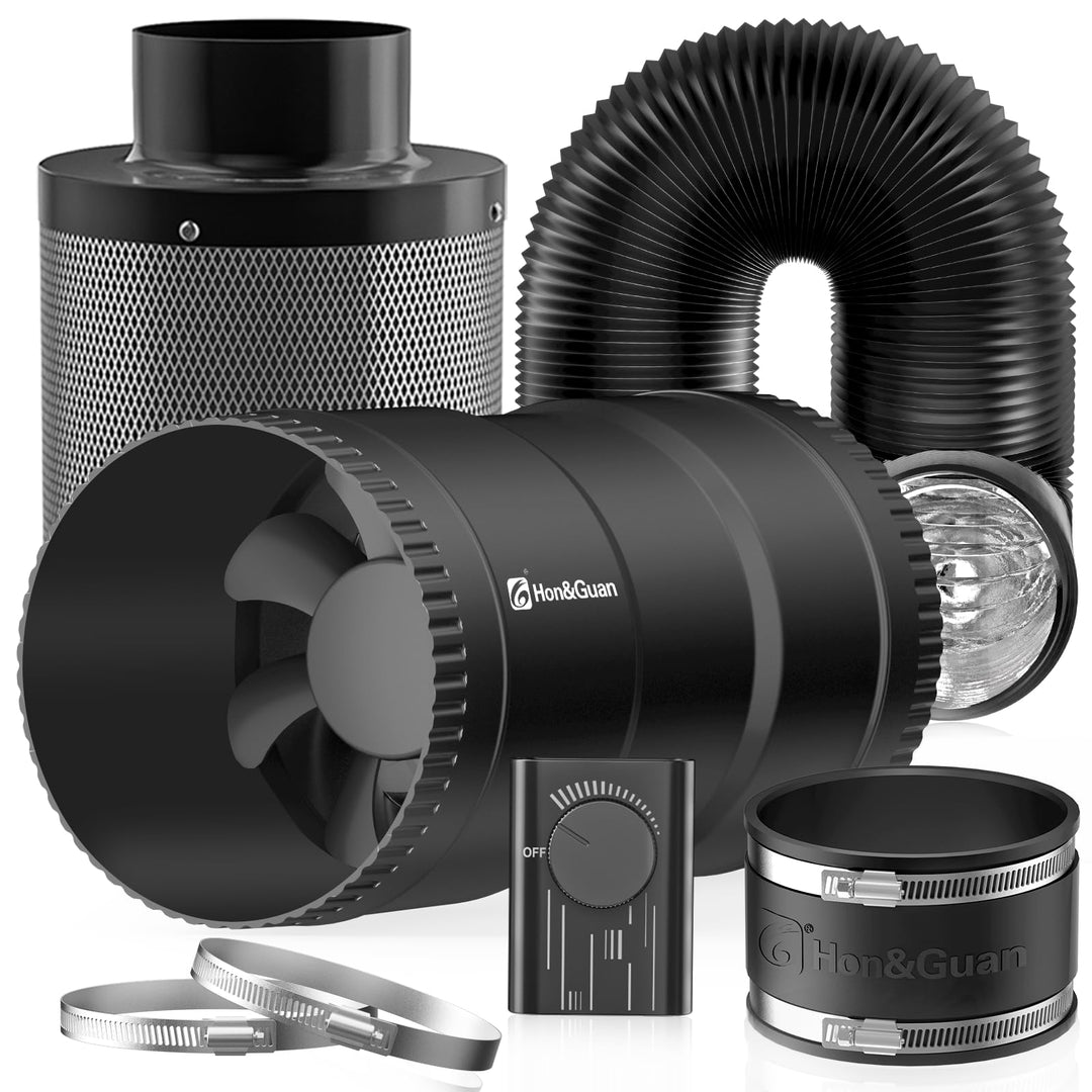 Rohrventilator-Set 150mm 587m³/h mit Aktivkohlefilter für Growzelt