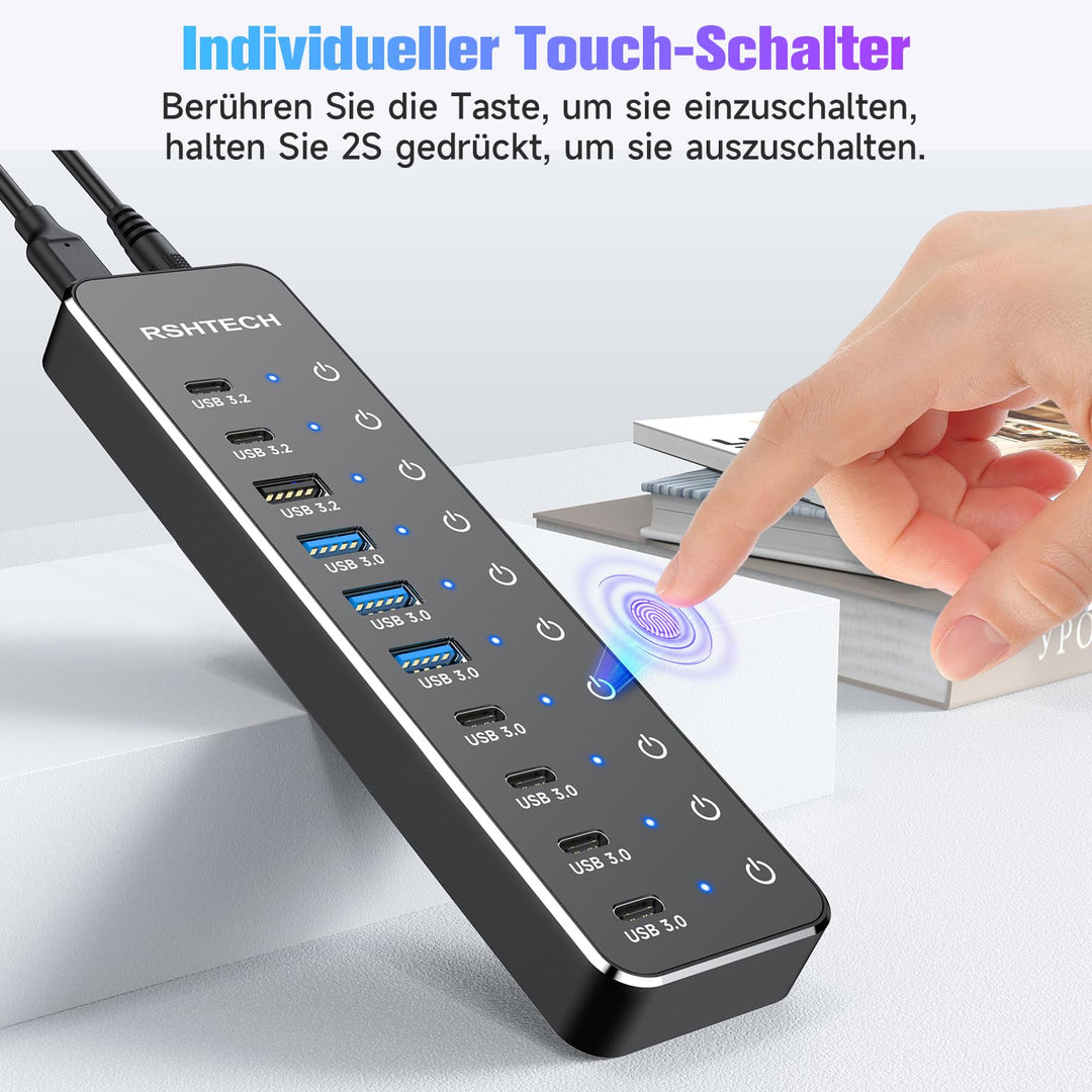 USB-Hub 10-Port USB 3.2/3.0 mit 60W Netzteil für Laptop &amp; Desktop - Bild 4