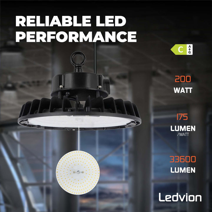 LED Hallenstrahler UFO 200W dimmbar 6500K IP65 für Werkstatt - Bild 2