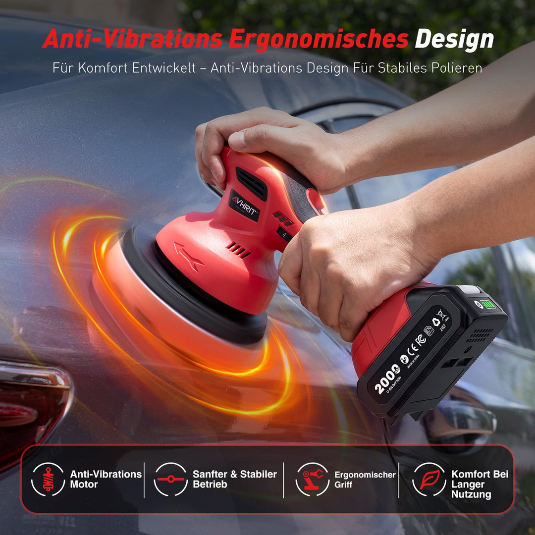 Akku-Exzenterpolierer 6 Zoll kabellos 2x21V mit Tragetasche - Bild 3