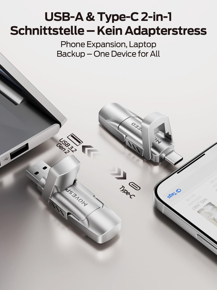 USB Stick 1TB Dual USB-C &amp; USB-A 3.2 Gen2 externe SSD Zink - Bild 5