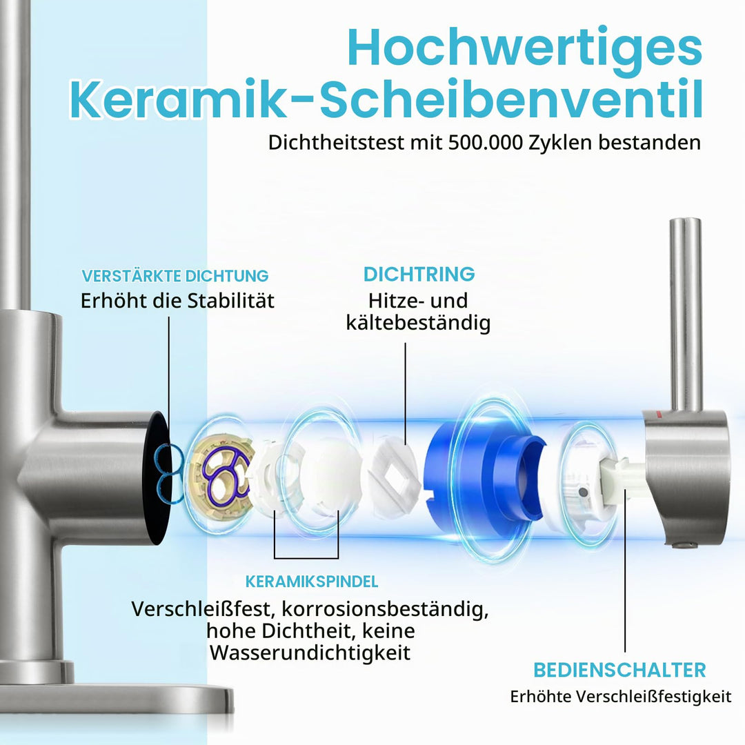 Küchenarmatur Edelstahl 304 mit 360°-Schwenkauslauf wassersparend - Bild 5