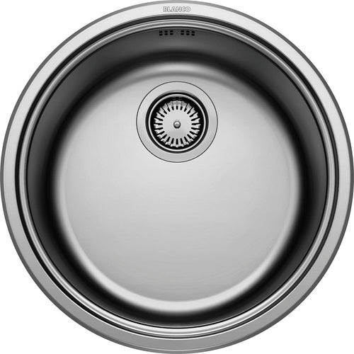 Einbau-Spüle Edelstahl Bürstfinish rund mit Korbventil