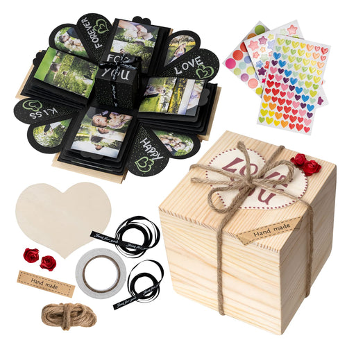 Explosionsbox Holz DIY Fotobox für bis zu 100 Fotos