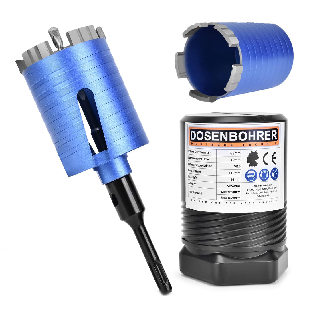 Diamant-Bohrkrone 68 mm SDS Plus M16 für Mauerwerk und Beton