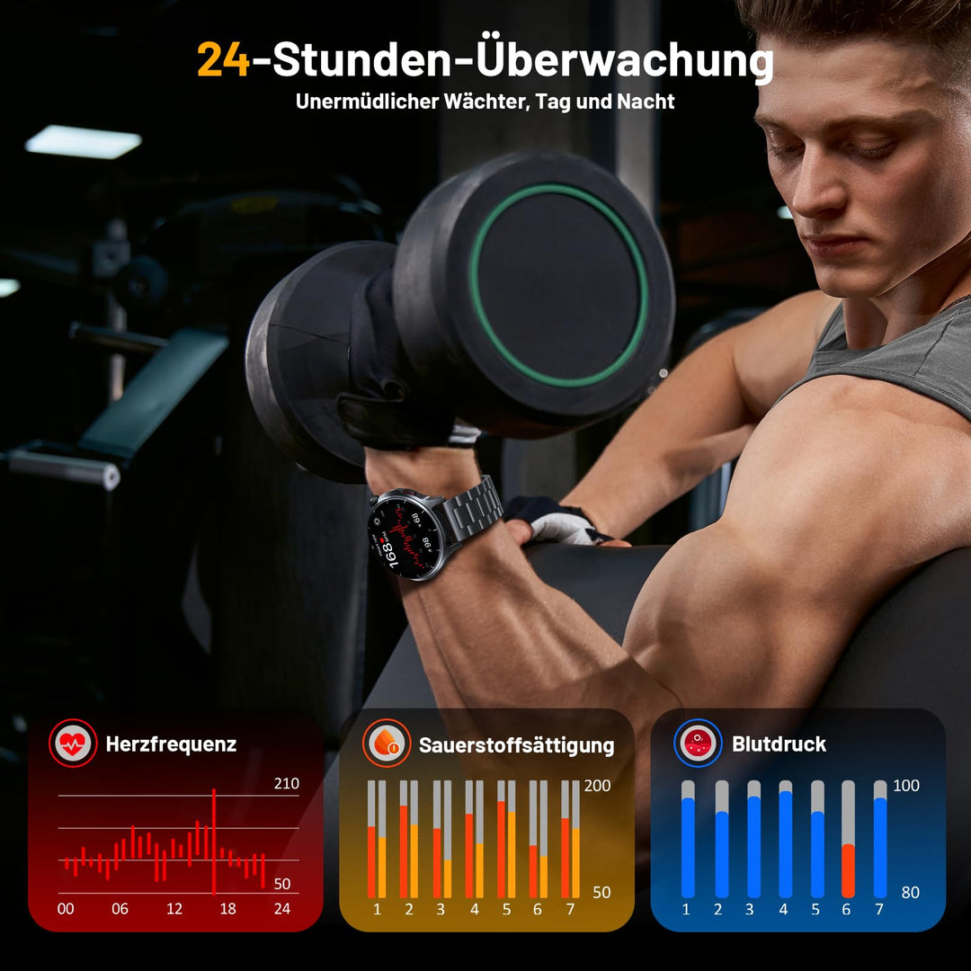 Smartwatch Herren 1,52" HD Touchscreen 1000 mAh Bluetooth-Anruf IP68 - Bild 4